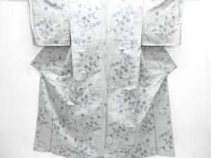 未使用品　草の実模様織出し手織り紬着物